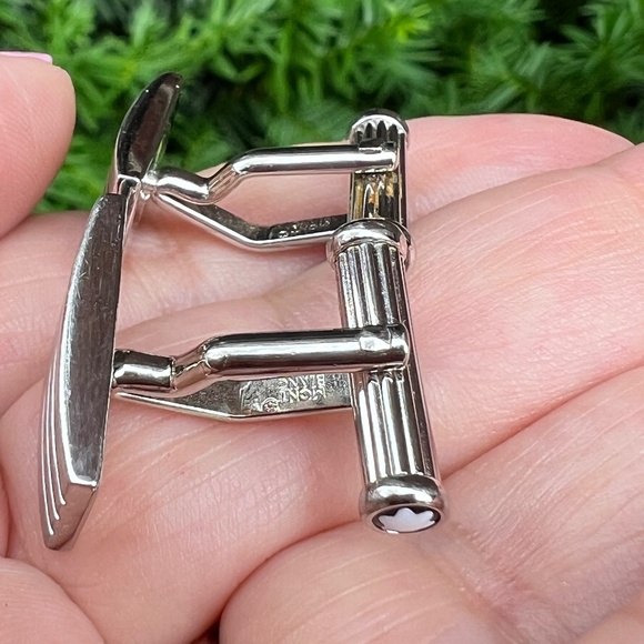 VINTAGE MONTBLANC RECTANGULAR MATTE STAINLESS STEEL CUFFLINKS MINT CONDITION - Picture 5 of 16